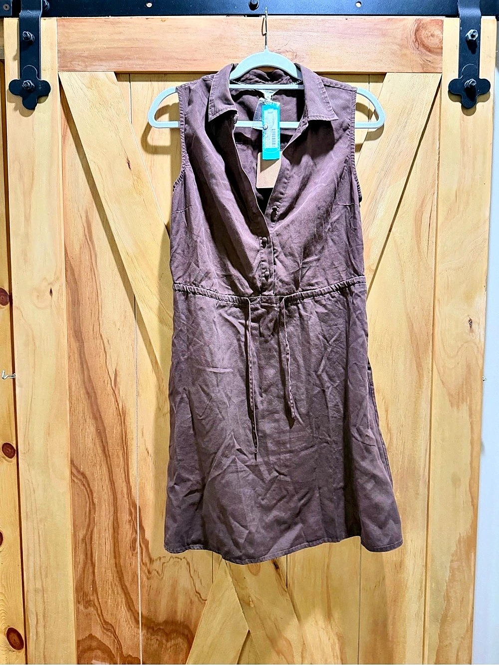 Market & Spruce Cora Linen Blend Shirt Dress Brown Small NWT